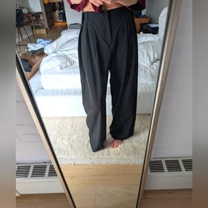Zara Pleated Wide Leg Black Pants